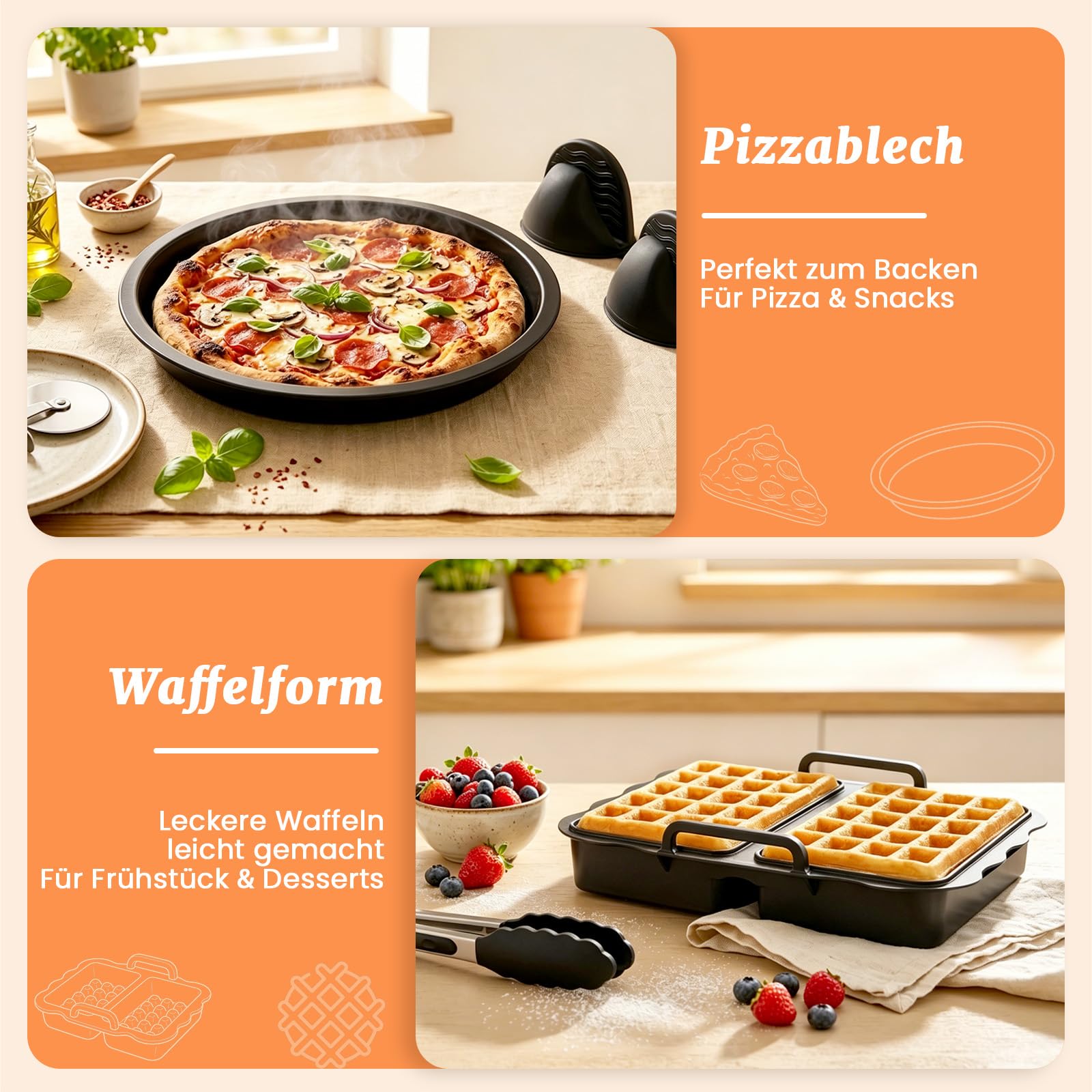 Heißluftfritteuse Zubehör für COSORI Airfryer Turbo Tower Compact 8.6L | Silikonform Heißluftfritteuse Zubehör Set Wiederverwendba Auflaufform Einsatz für COSORI DC861 Heißluftfritteuse 2 Kammern