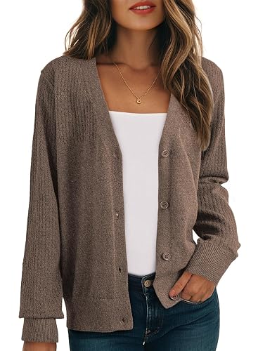 Dokotoo Womens Cardigan Wool Blend Long Sleeve Button Down Sweaters