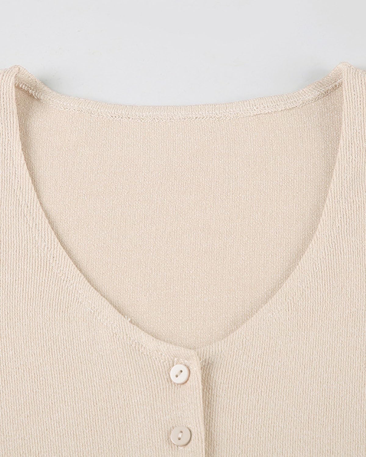 Women Sexy Deep V Neck Button Front Knit Mini Dress Elegant Short Sleeve Ribbed Flowy Hem A-Line Short Dress - Image 8