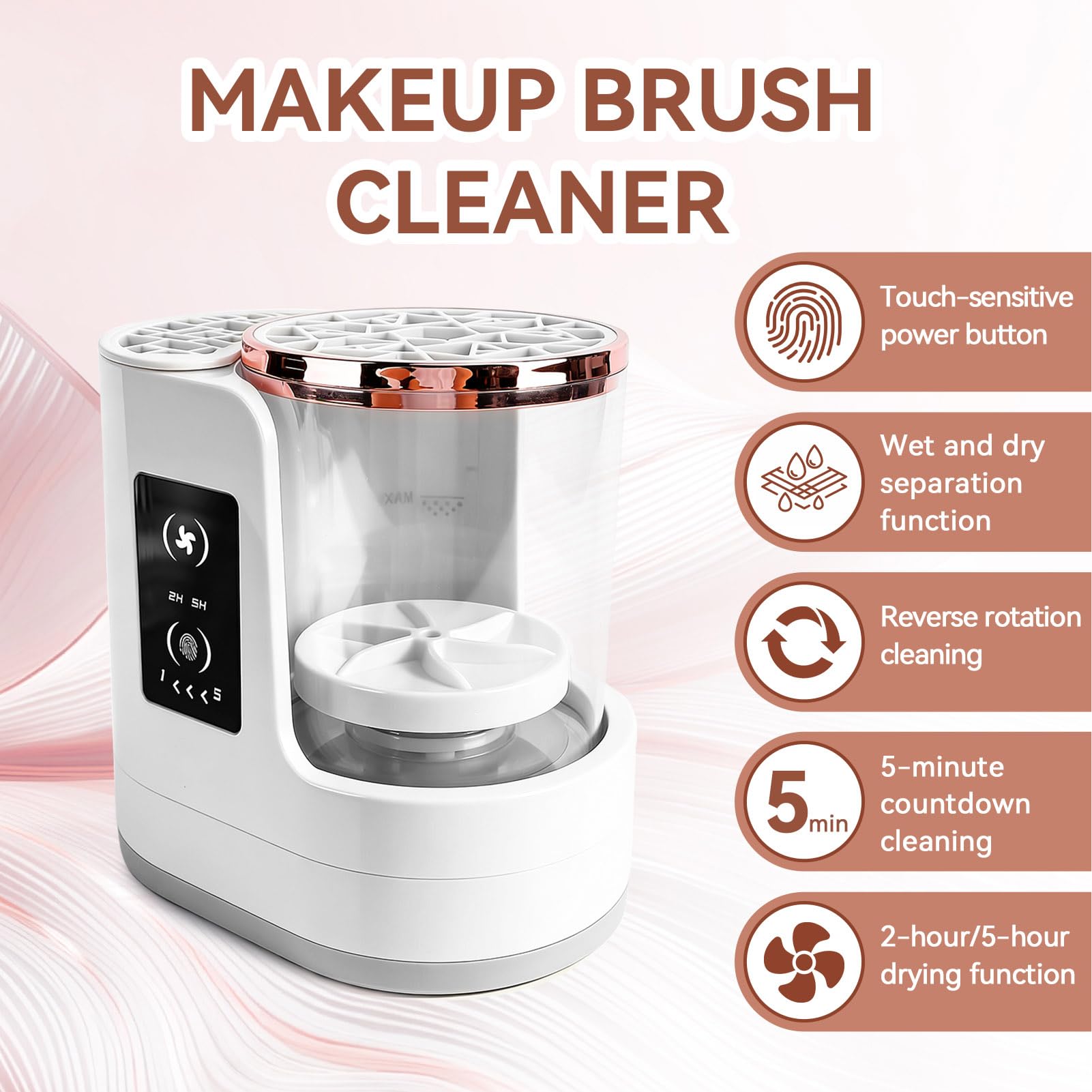 Máquina limpiadora de brochas de Maquillaje eléctrica, Limpiador de brochas de Maquillaje Desmontable, máquina Secadora, cepillos cosméticos eléctricos USB, Herramienta limpiadora