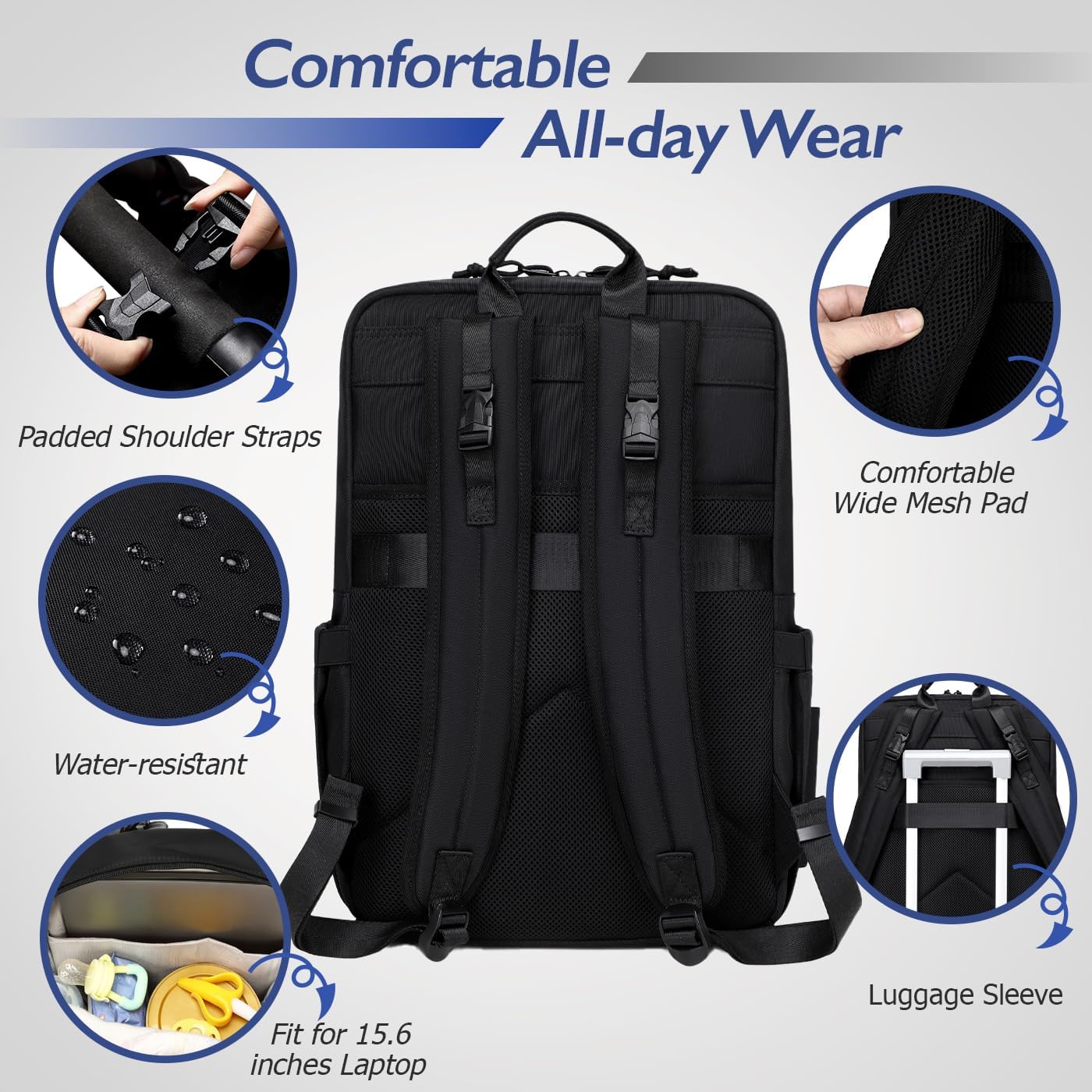 Dad Diaper Bag with Insulated Pockets, Stroller Clips and Luggage Sleeve for Travel, Large Tactical Diaper Bag for Men, Camo Black