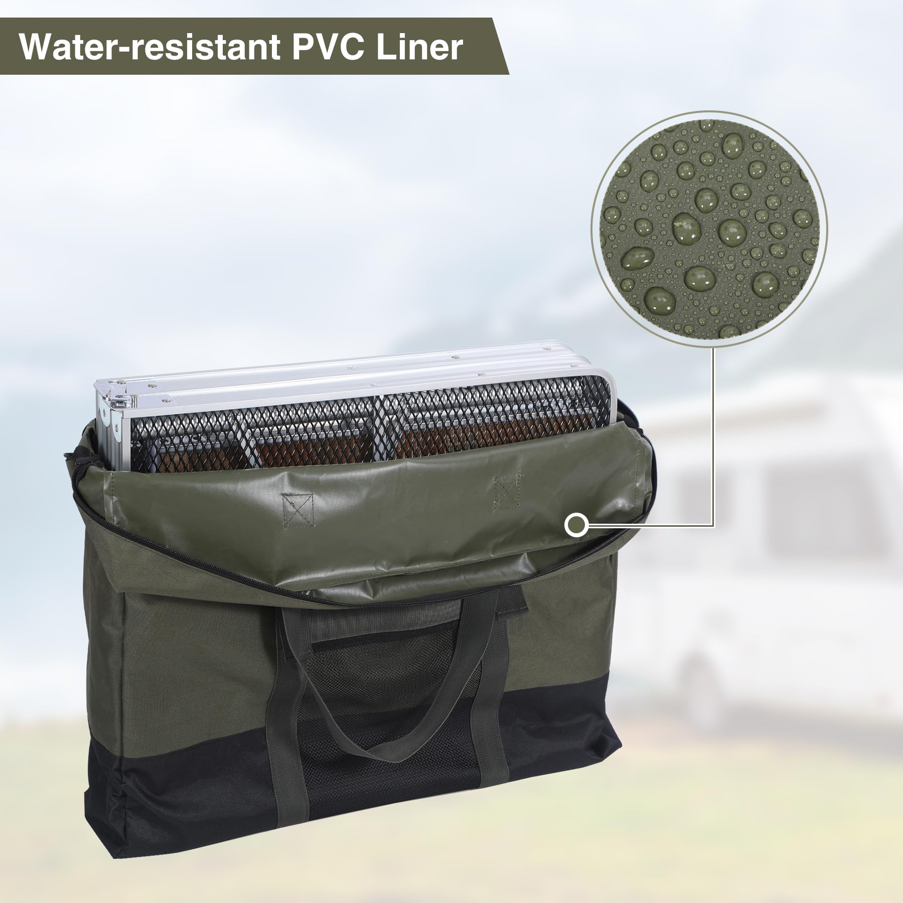 REDCAMP folding table Storage bag, WaterProof Carry Bag with Handles for Folding Picnic Camping Card Table, Green 26