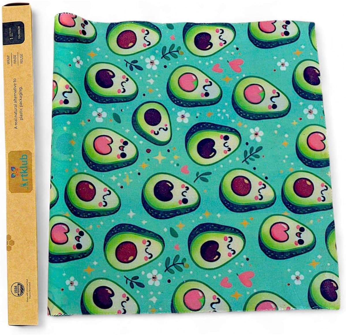 33 x 100 cm Extra Large Beeswax Wrap Roll – Reusable, Eco-Friendly, Organic Wrapper for Cheese Fruit Bread Snacks Vegitables Sustainable Zero Waste Plastic-Free Washable Bio Degradable (Avocado)