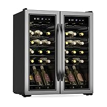 Klarstein Vinamour – Frigorifero per Vino a 2 Zone – 36 Bottiglie, 5-18°C, Touch Control, Illuminazione LED, a Libera Installazione, Protezione UV, Doppio Sportello in Acciaio Inox