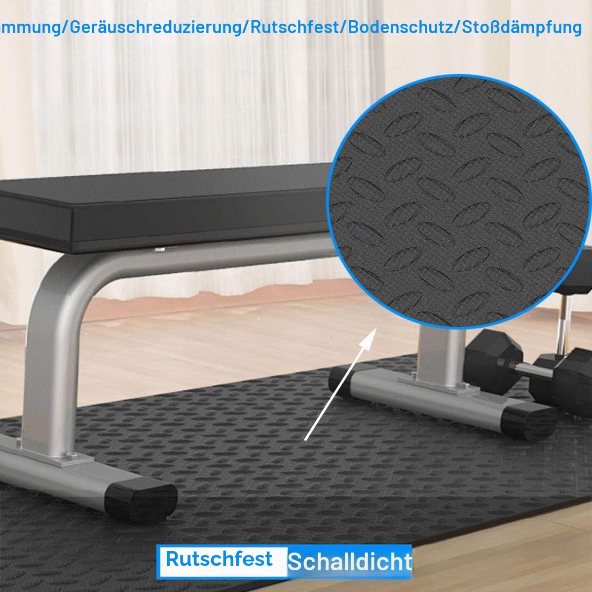 Laufband Schallschutzmatte Bodenschutzmatte Antivibrationsmatte Unterlage Antirutsch Antirutschmatte Heim Fitnessgeräte Schutzmatte Fitnessgeräte Unterlegmatte 175×80 cm