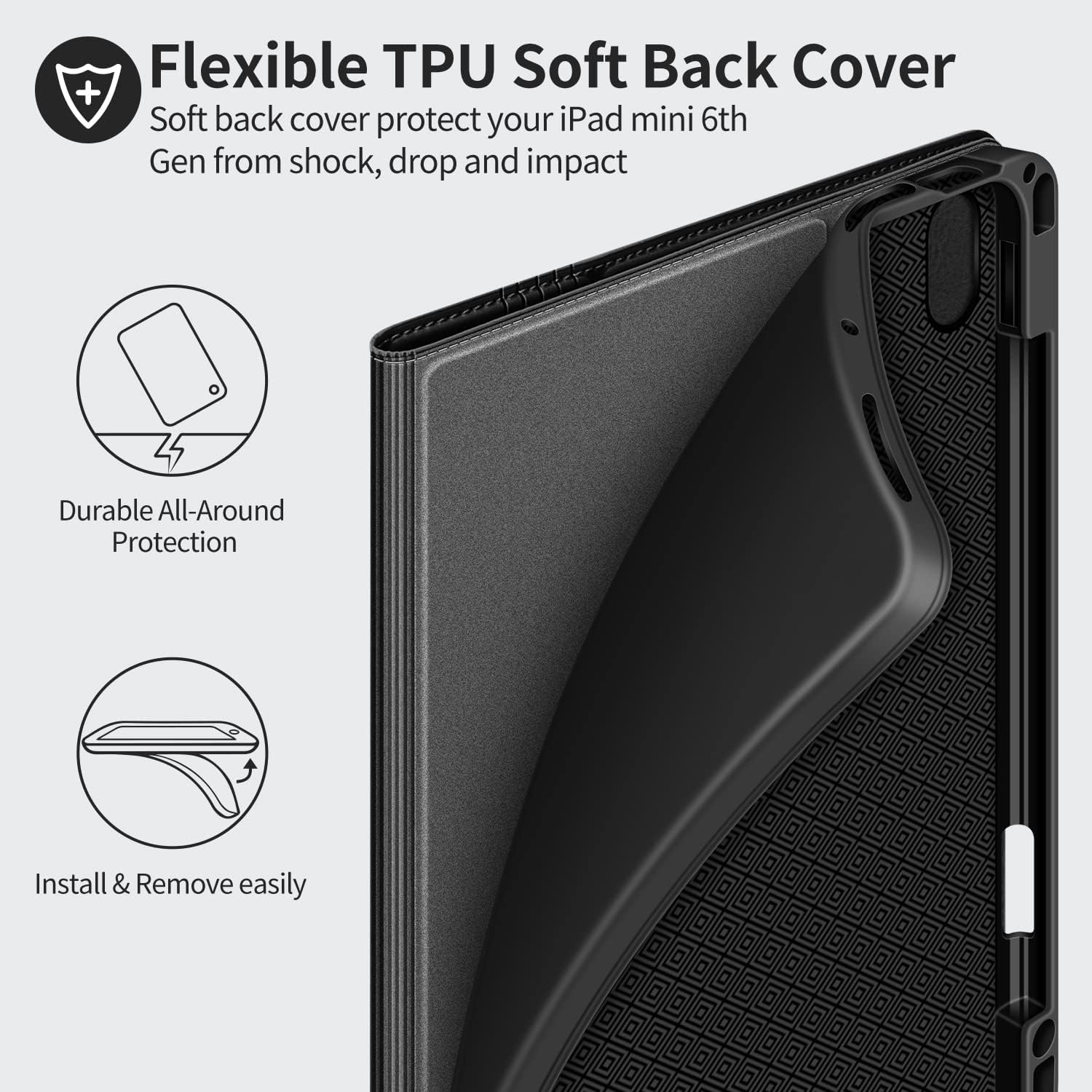 H HOLIMET Case for iPad (A16) 11th (11'')/ 10th Generation (10.9'') Vegan Leather with Built-in Pencil Holder Auto Sleep/Wake Function, Black