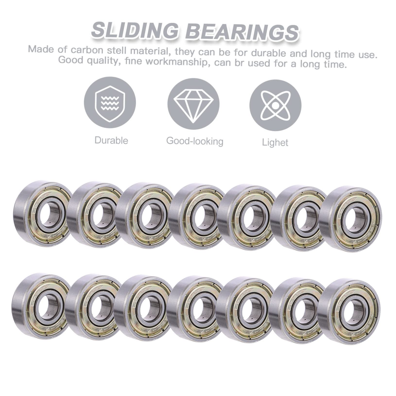 Happyyami Cuscinetto Ruota Ruote per Pattini A Rotelle Pneumatico Solido Scooter Skate Roller Accessori per Cuscinetti Accessori per Pattini Acciaio Inossidabile Silver