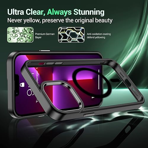 Miniatura 5 de Temdan Funda magnética para iPhone 13 Pro Max, [compatible con MagSafe] [no amarillenta] delgada y delgada a prueba de golpes, funda protectora para