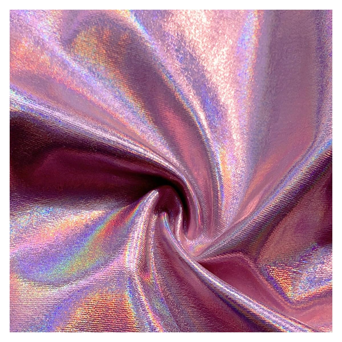 Tissu holographique arc-en-ciel au laser scintillant - Tissu élasthanne magique irisé - Dégradé de couleurs - Brillant - Tissu extensible pour fond DIY, couture, vêtements - Rose - 3 m