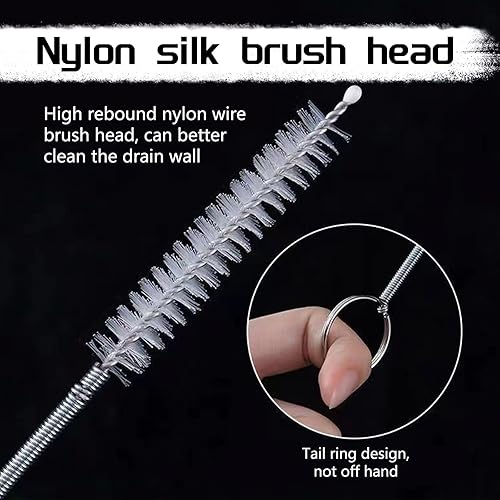 Miniatura 4 de 3 cepillos de manguera de limpieza delgados para automóvil, 61 pulgadas, nailon de acero inoxidable, cepillo de resorte de una sola cabeza con