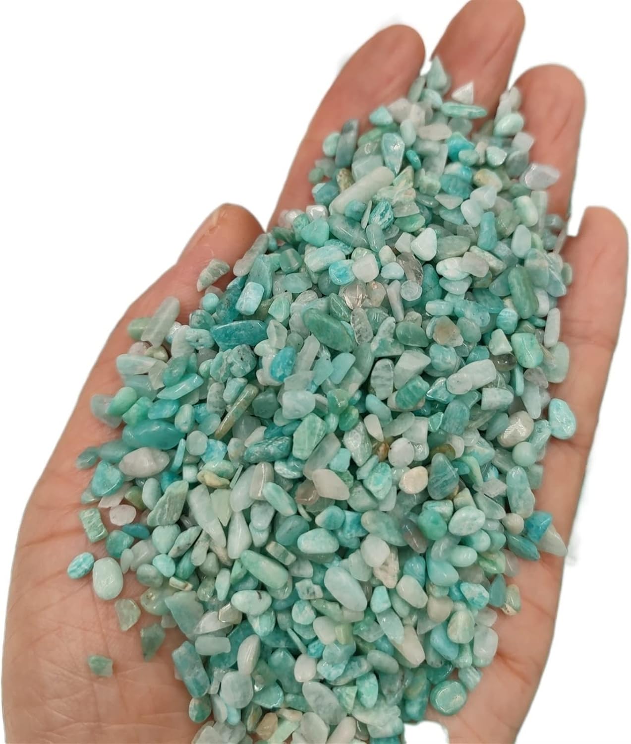 50g/Pack Natural Mini Amazonite Crystal Stone Chips Gravel Home Room Decoration DIY Aquarium Garden Gift