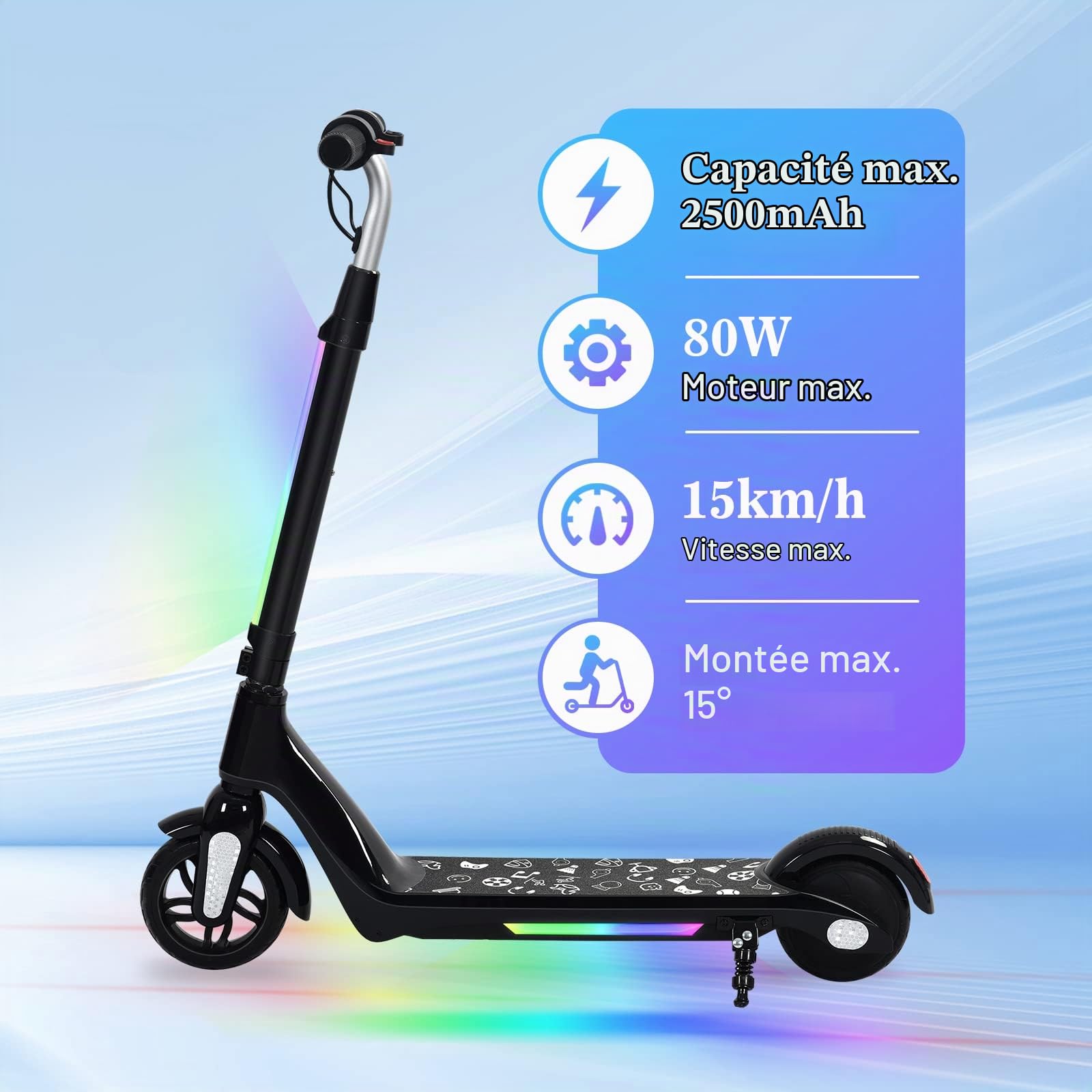 Trottinette Électrique Enfants 6-12 Ans, Réglable en Hauteur et en Vitesse, avec Écran LED et Lumière LED, Idéale comme Cadeau Trottinette électrique pour Les Enfants et Les Adolescents