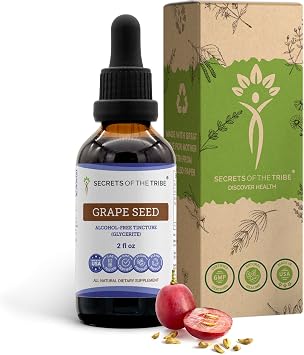 أسرار صبغة بذور القبيلة مستخلص سائل خال من الكحول ، بذور العنب Vitis Vinifera المجففة 2 FL OZ