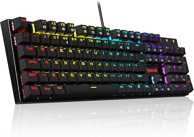 Mechanical Gaming Keyboard, Redragon Mechanical Keyboard with 105 Programmable Keys, Red Switches, Full Anti-ghosting RGB Keyboard Gaming Ideal for PC, Windows, Mac, Gamer, Office, Typists - UK Layout