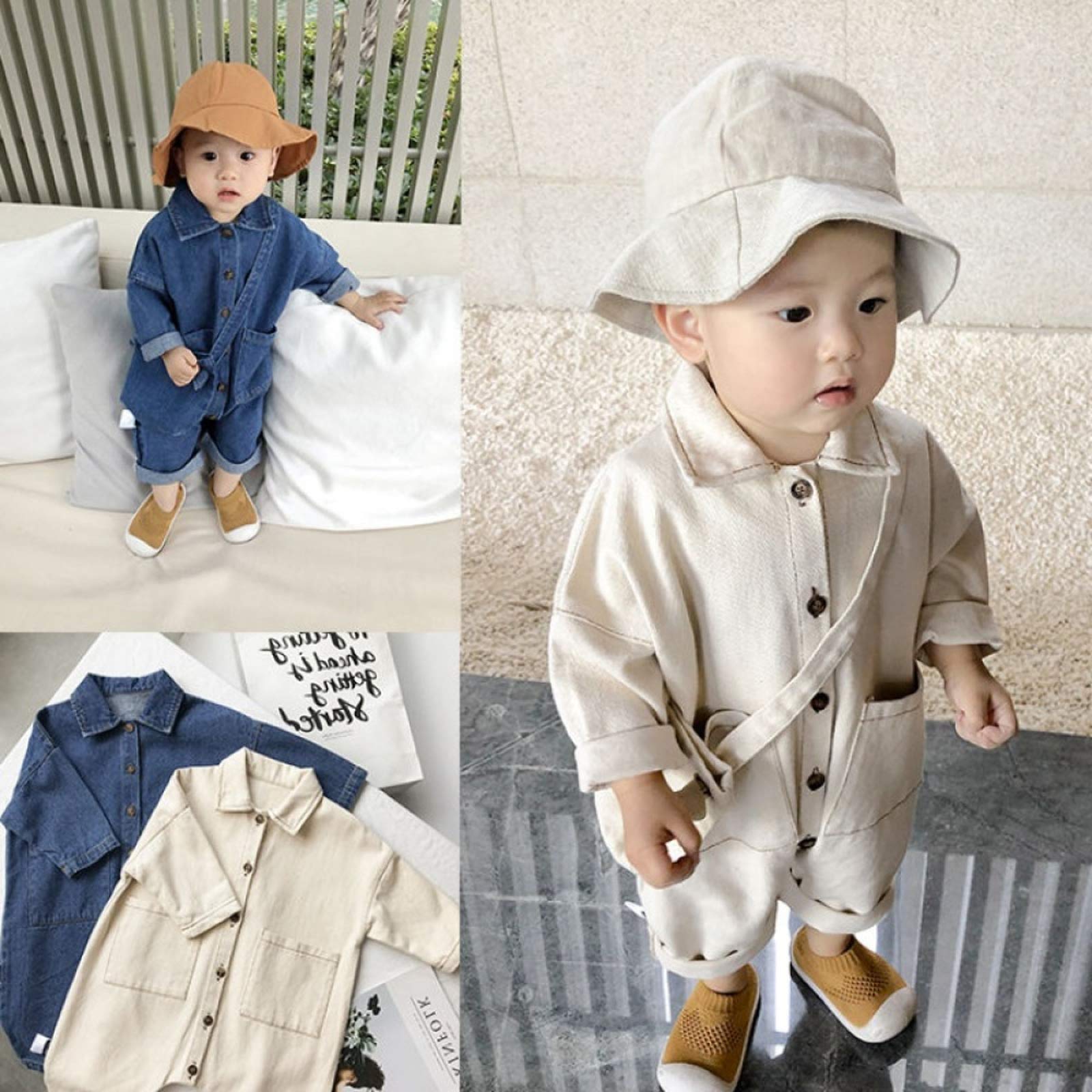 FACAI Ropa para Bebés Abrigos para Niños Peleles para Bebés Peleles para Bebés Ropa para Niños Vaquero Bebé Crece De 3 A 24 Meses Niños,Beige-90cm
