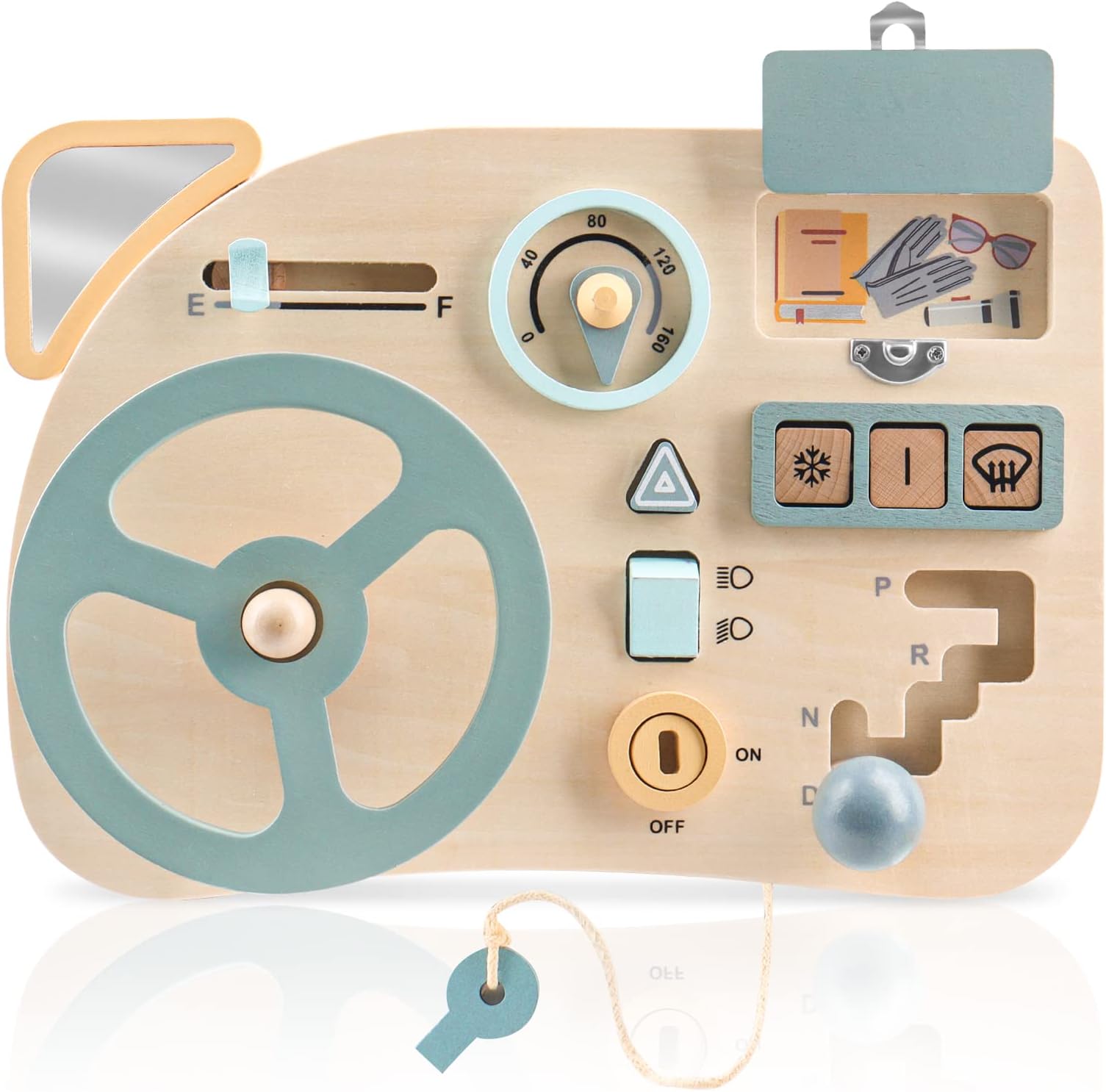 Montessori Toys Steering Wheel Wooden Busy Board for Toddlers Sensory Toys Educational Activity Board to Learn Fine Motor Skill for Travel for Kids