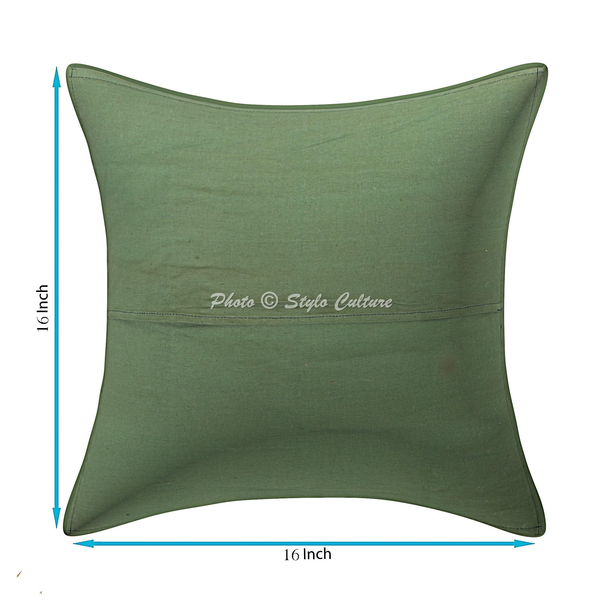 Bohemien Dekorativ Baumwolle Couch Kissenbezüge 40x40 cm Dunkelgrün Dekokissen Vintage Patchwork Schlafzimmer Sofa Kissen Bezüge Blumen Quadrat Umschlagverschluss Kissenhullen - 5 STK.