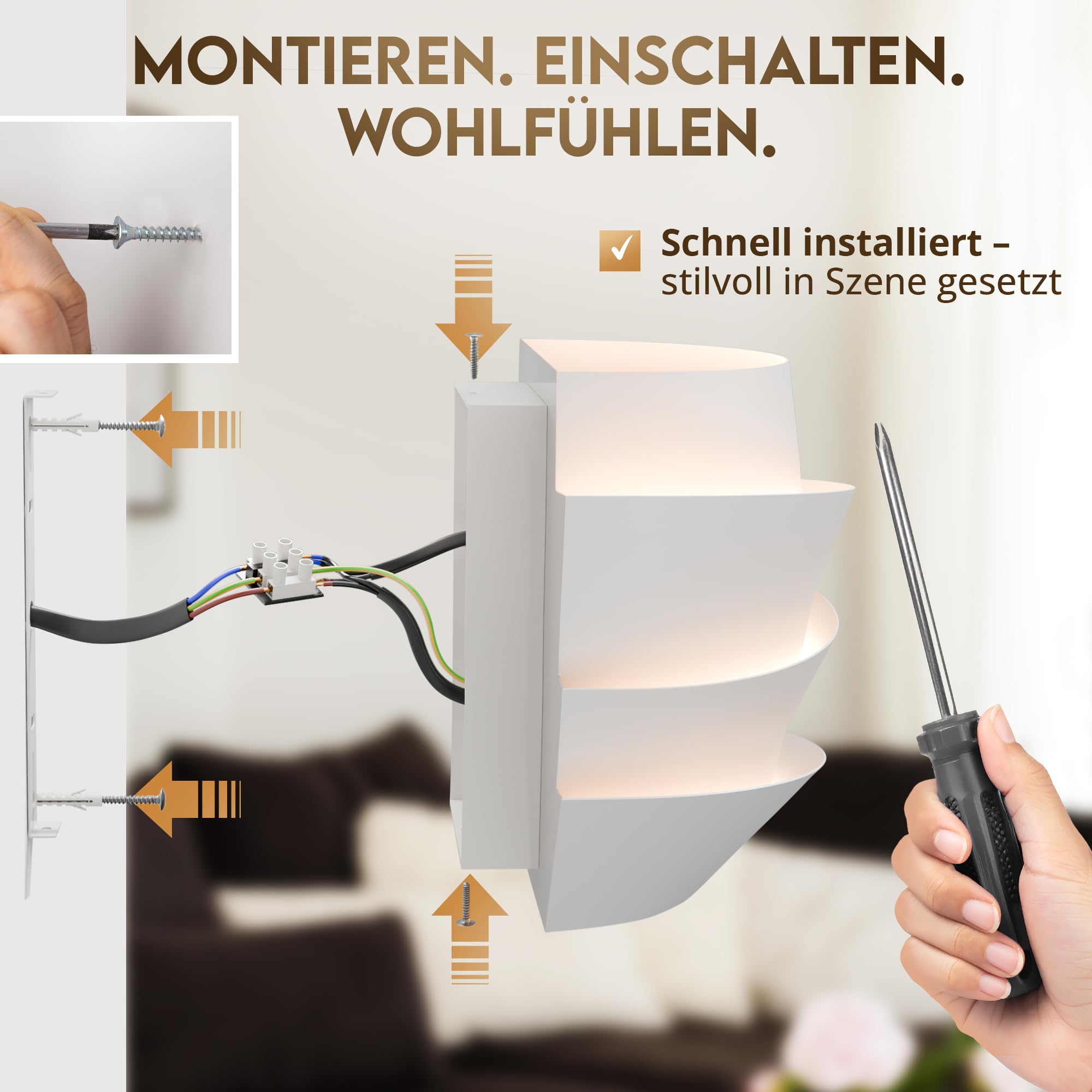 Wave Light Wandleuchte innen, weiss, LED Wandlampe, warmes Licht