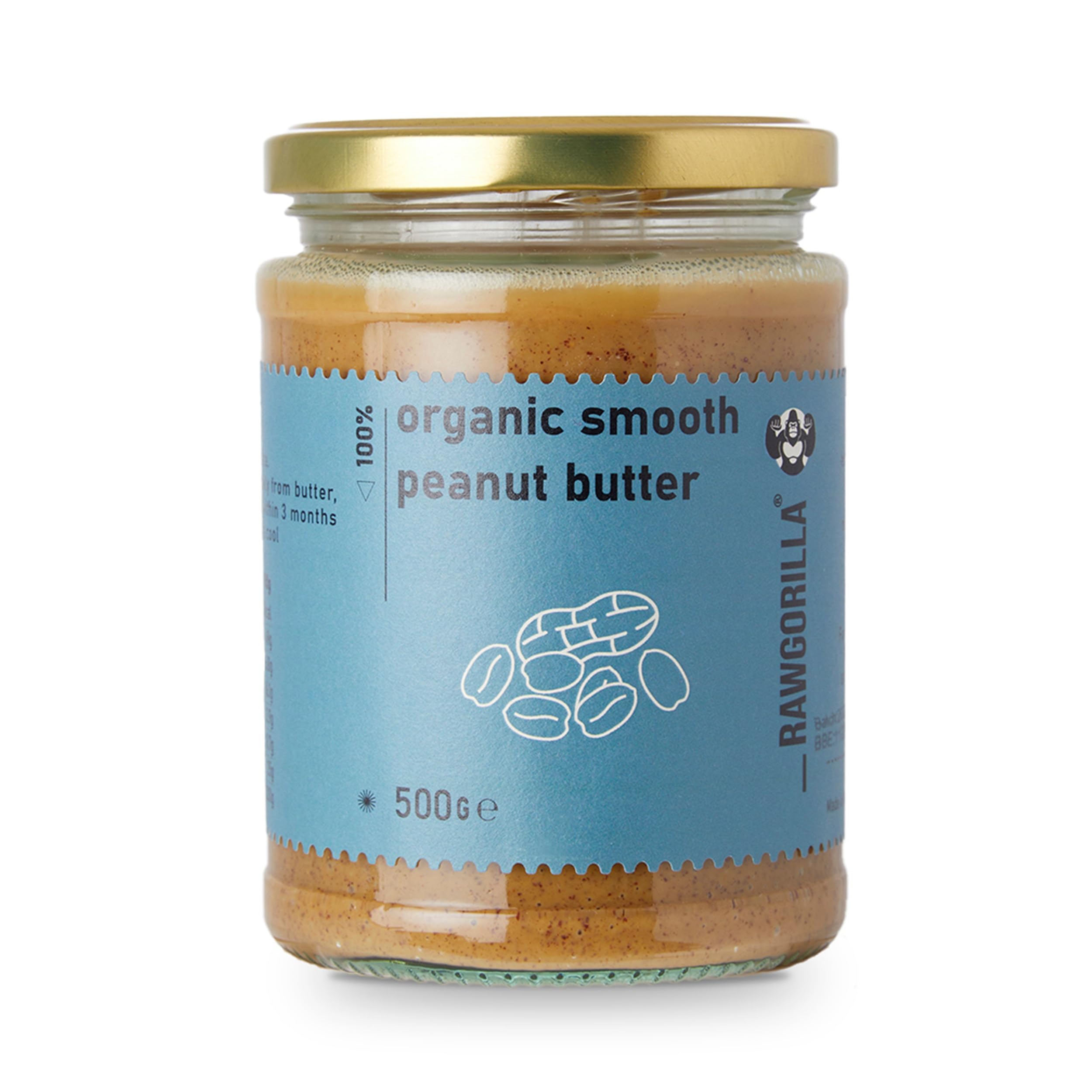 RAWGORILLA Organic Smooth Peanut Butter 500g