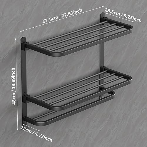 Miniatura 3 de CAXIMSY Toallero de 22.8 pulgadas para baño y lavabo, colgador de toallas con barras de toallas de montaje en pared, acero inoxidable 304, sin