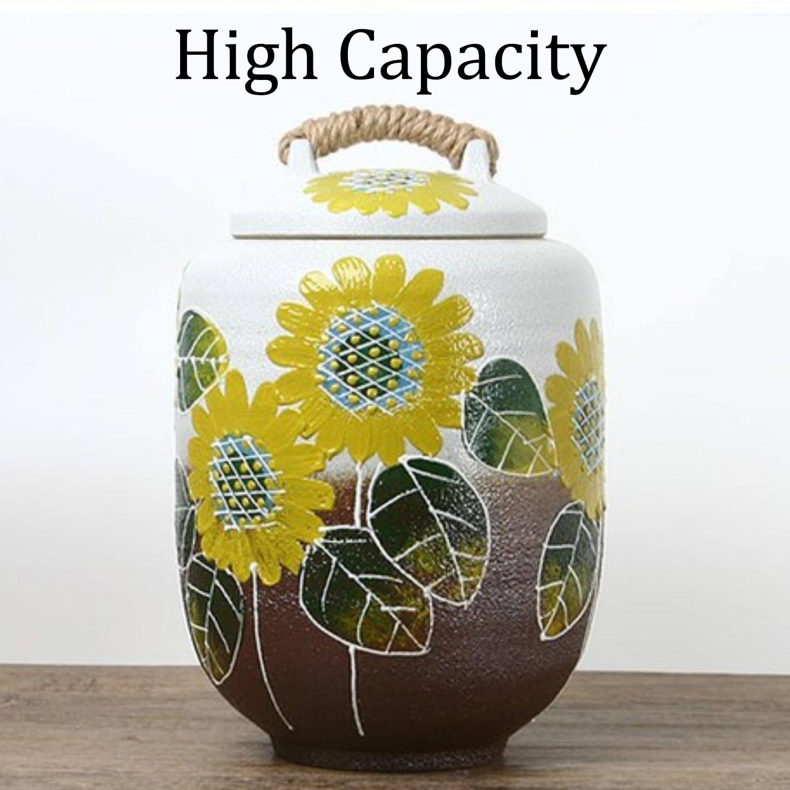 Barattolo for La Conservazione Degli Alimenti in Ceramica con Coperchio, Contenitore for Cereali Antichi for La Conservazione Della Dispensa e Decorazioni da Banco(Hydrangeas,13x21.6in/33x55cm)
