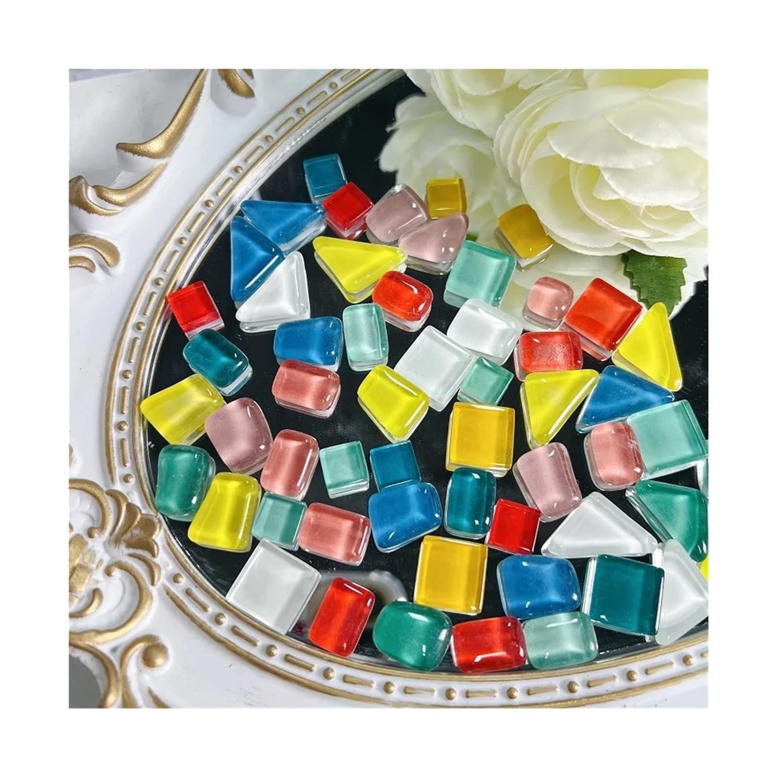 Vaeltor Sky Blue 500Pcs Glass Glitter Mosaic Tiles Square Shape For Home Decoration Crafts