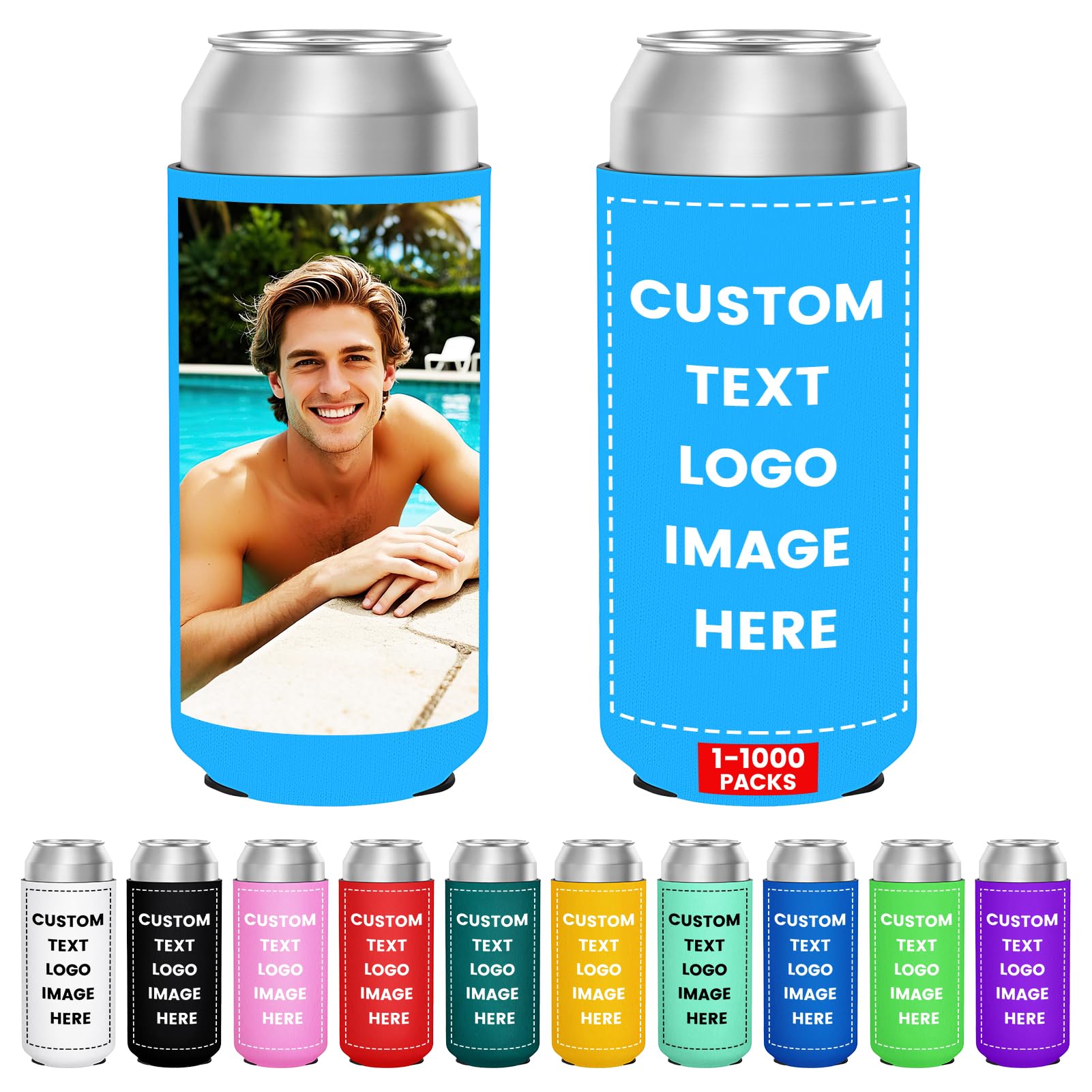 Custom 16oz Can Cooler Sleeves Bulk Personalized Insulated Neoprene Drink Bottle Holder for Birthday Gifts Beach Pool Bachelor Party Decorations