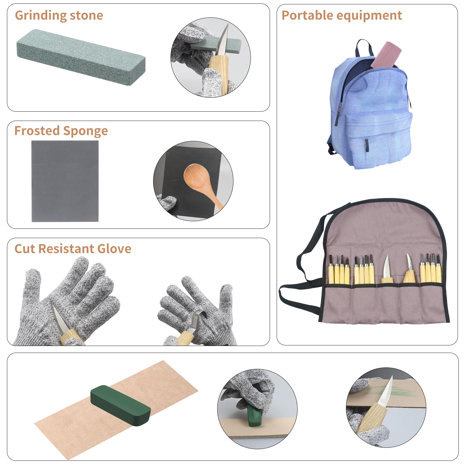 Galerie SV 24 Piezas Kit Tallar Madera Juego de Herramientas Para Tallar Madera Use Guantes Resistentes A Cortes Herramientas De Tallado Para Principiantes Y Talladores Profesionales