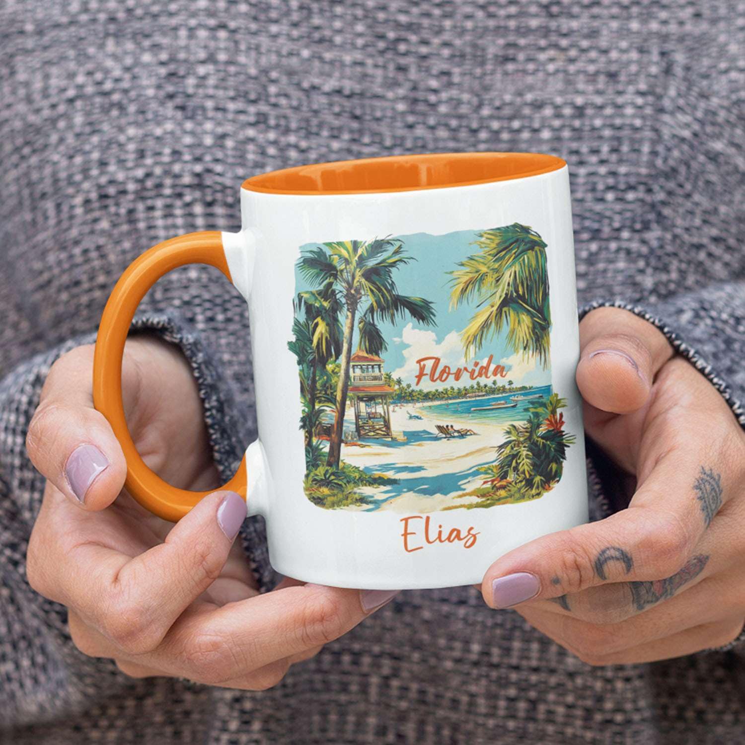 Amazon.com: FABGIFT Personalized Tropical Souvenir Mug 11oz/15oz, Custom  Florida Beach Scenic White Ceramic Coffee Mug, Nature Mug : Home & Kitchen