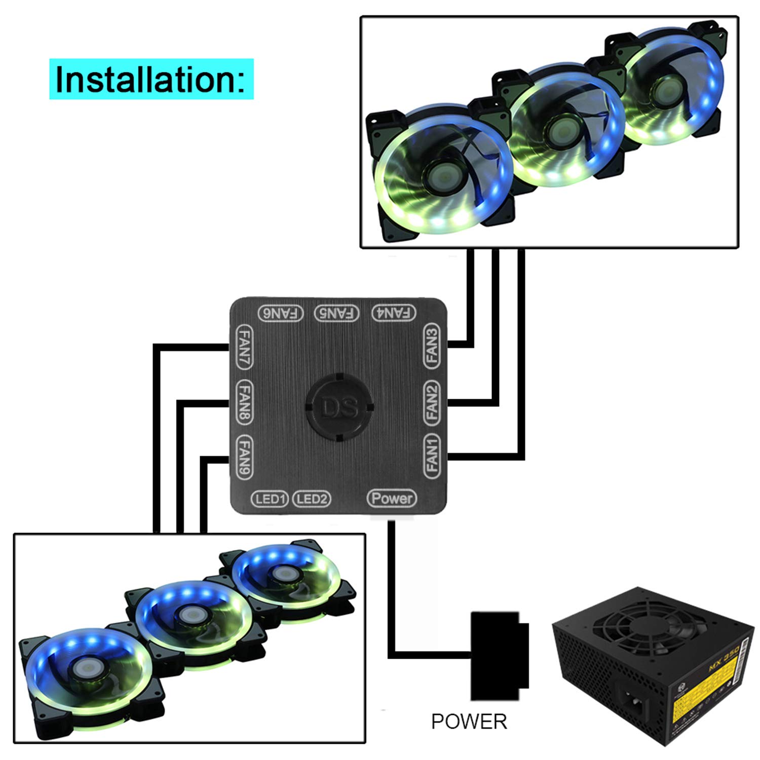 DS 6Pack 120MM RGB PC Fans LED Case Fans for Computer, PC Case CPU