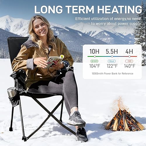 Miniatura 4 de EVER ADVANCED Silla de camping con calefacción para adultos, color negro