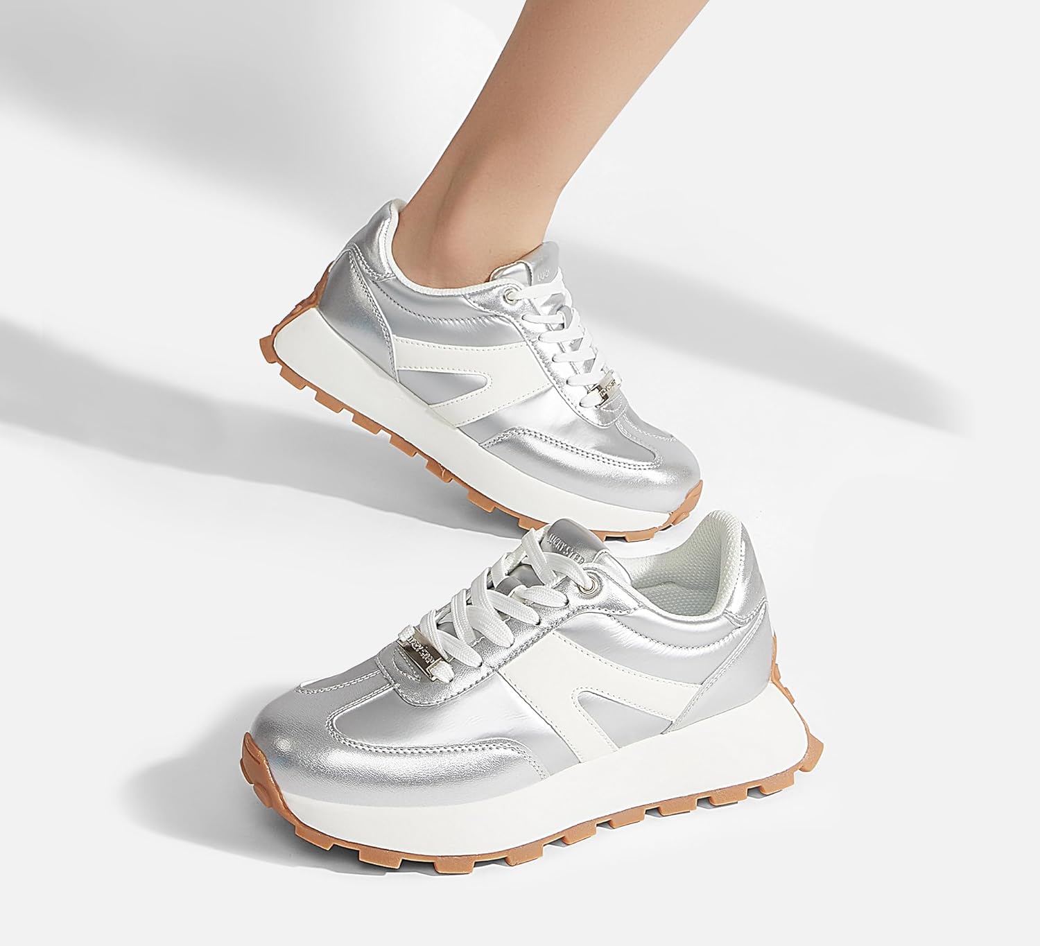 LUCKY STEP Women's Platform Fashion Sneakers Retro Classic Trainers Casual Lace-up Stylish Tennis Running Walking Shoes