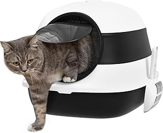 PawHut Foldable Cat Litter Tray Hooded Cat Litter Box w/High Side, Black