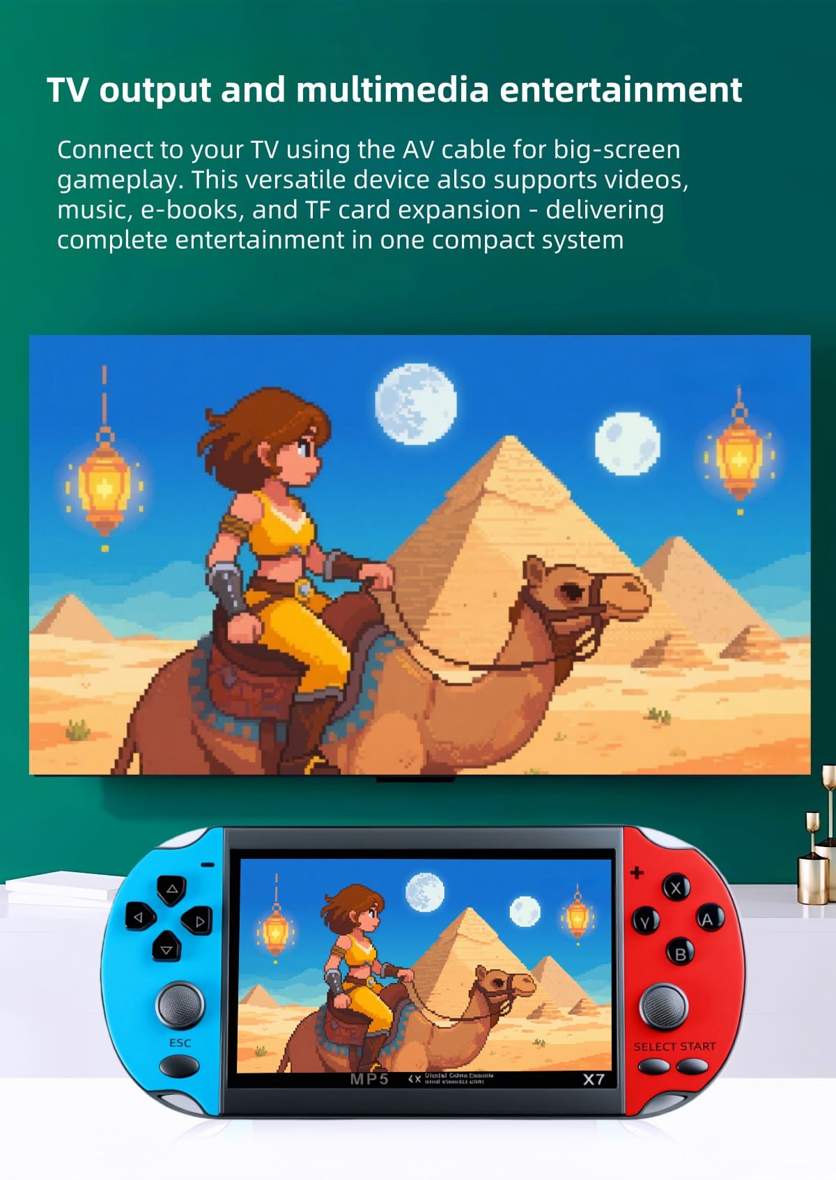 Console de Jeux vidéo Portable YHFITN avec écran IPS de 4,3 Pouces - Jeux intégrés, Sortie TV Compatible, Batterie Rechargeable. du Plaisir Classique pour Tous Les âges.