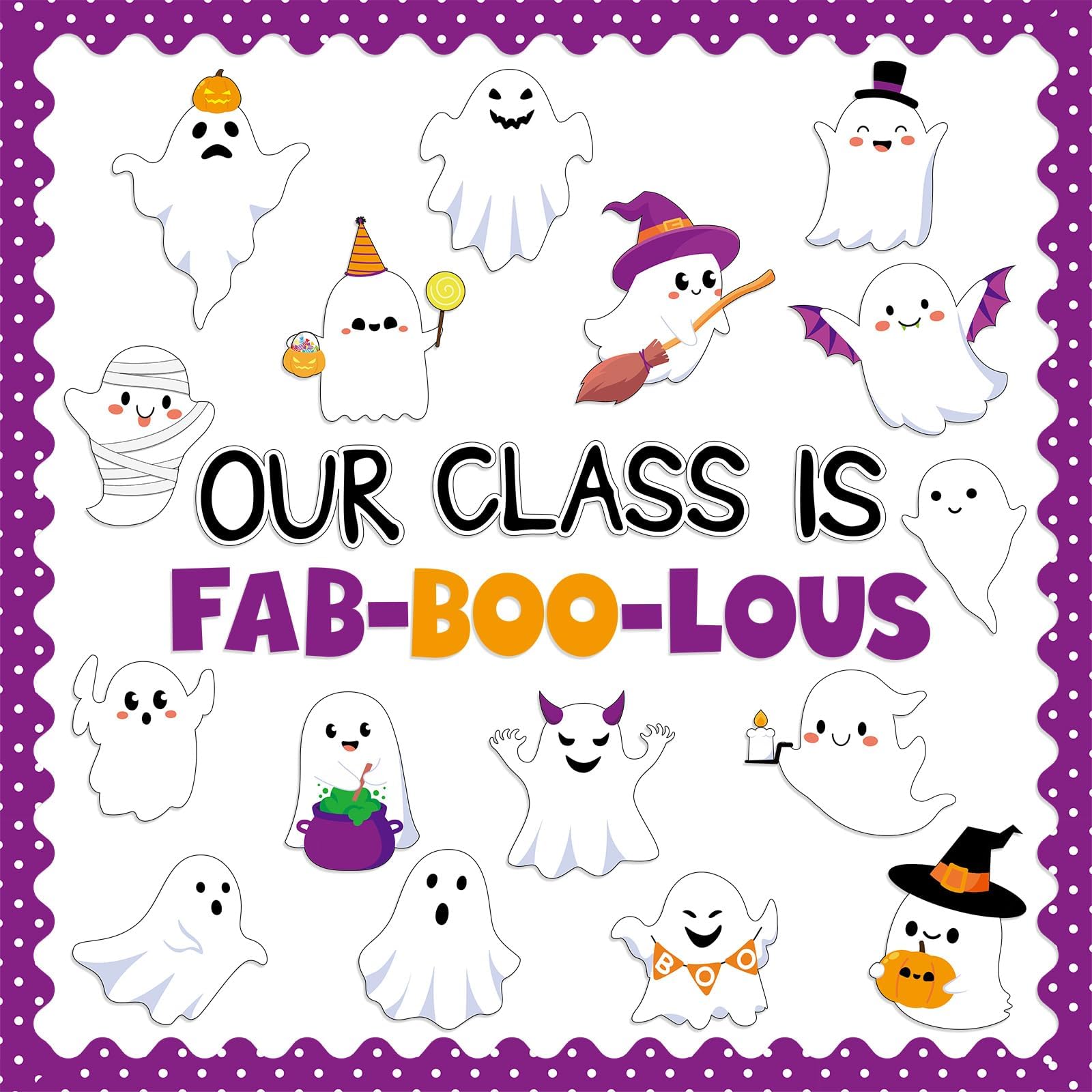 Snapklik.com : Halloween Bulletin Board Decoration Set Cute Ghost Paper ...