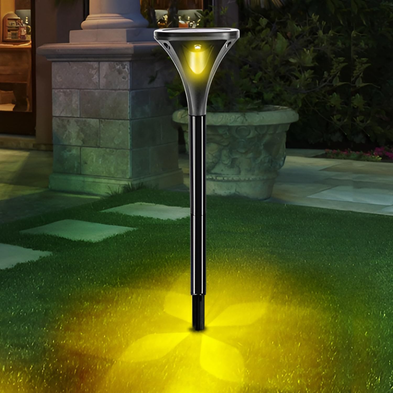 Gigawatts GW-705 Solar Light LED Path Spotlight with 5.5V/1W Panel 3.7V/2000mAh Lithium Battery IP44 Night Security Lantern for Garden Pathway Patio Yard (Pack of 1)