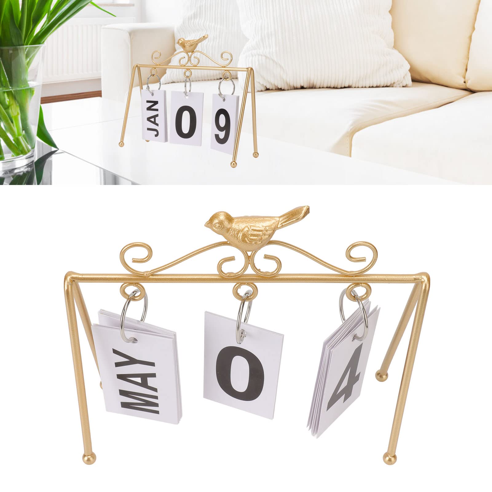 Amazon | xuuyuu 卓上カレンダー 日めくりリング式 卓上 アンティーク