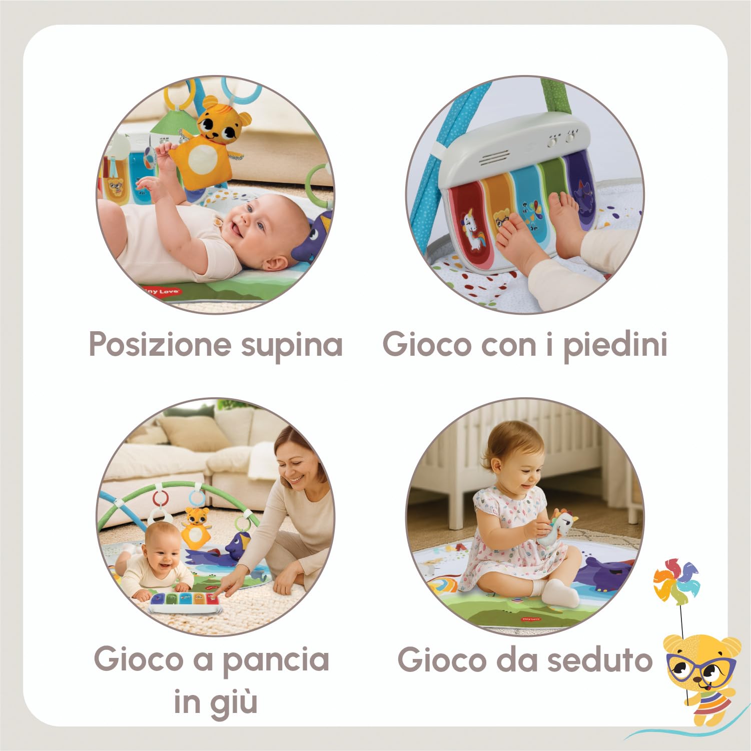Tiny Love Gymini, Palestrina Neonato Multifunzione con Musica, Palestrina Bambini 0+ mesi, 20 Attività, Gioco Musicale interattivo, Archi Regolabili, Design Intelligente e Regolabile, Born To Party