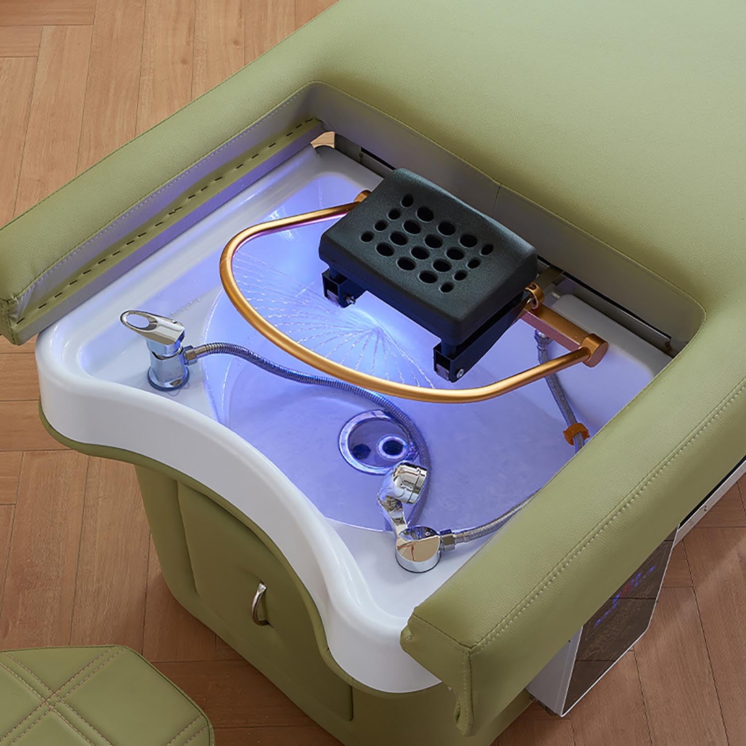 Profesjonalna leżanka do szamponu do pedicure z elektryczną regulacją oparcia, basen fumigacyjny i hydroterapeutyczny do spa i salonów