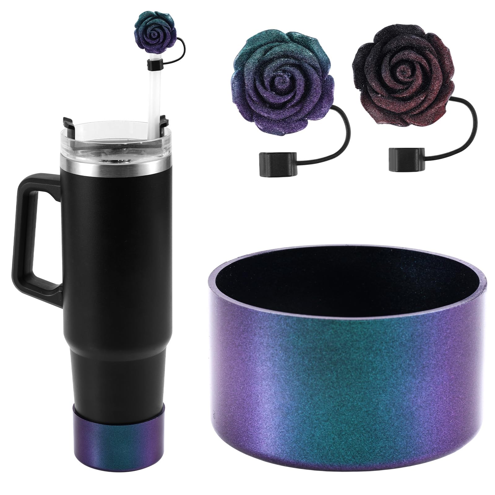 Rękawy Silikonowe Gradient, 2szt 10 mm Słomkowe Kompatybilne Bidonem z Stanley 20/30/40 Oz Iceflow Hydro Flask Owala Yeti Rambler