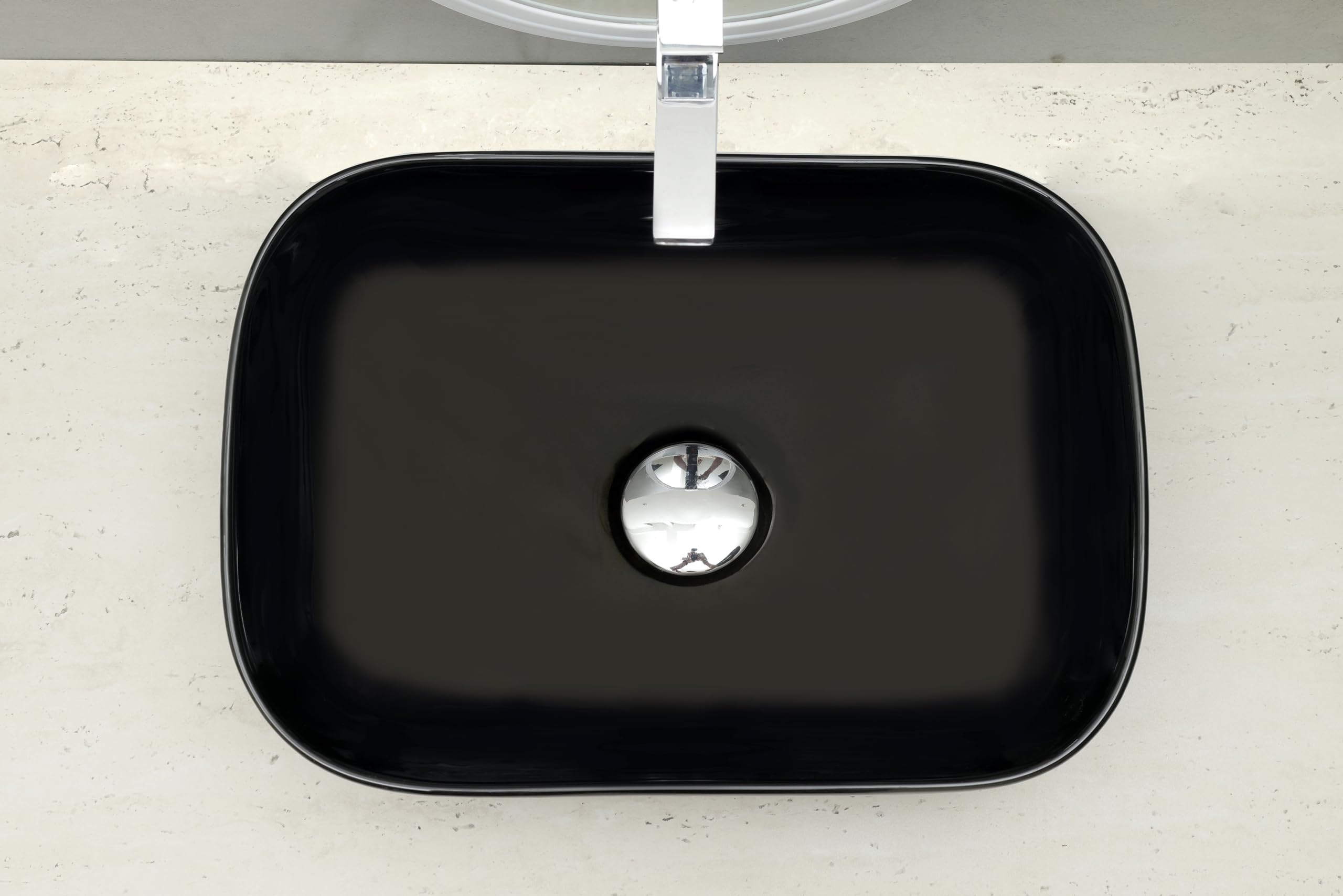 HISRE Bathroom Sink Wash Basin Table Top Wash Basin For Bathroom Over Counter Top Wash Basin For Living Room Washbasin Countertop Tabletop Ceramic Bathroom Kitchen Sink (18 x 13 x 5 Inch) (Style - 5), photo 4 of 4