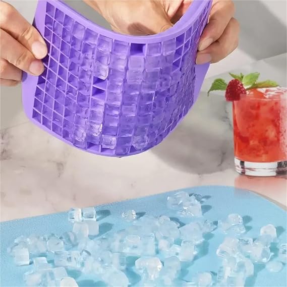 Ice Cube Tray 160 Grid Silicone Ice Tray Cubes Foldable Mold Breaker Small Square Maker(Black)