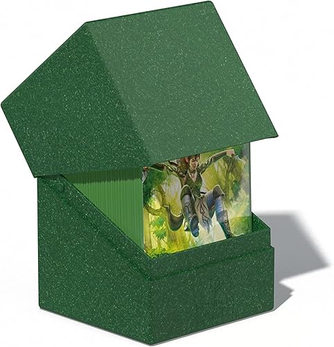 Miniatura 2 de Ultimate Guard RTE Boulder 100+, estuche para 100 tarjetas TCG de doble funda, verde, 97% renovable, fabricado en Alemania, almacenamiento seguro y
