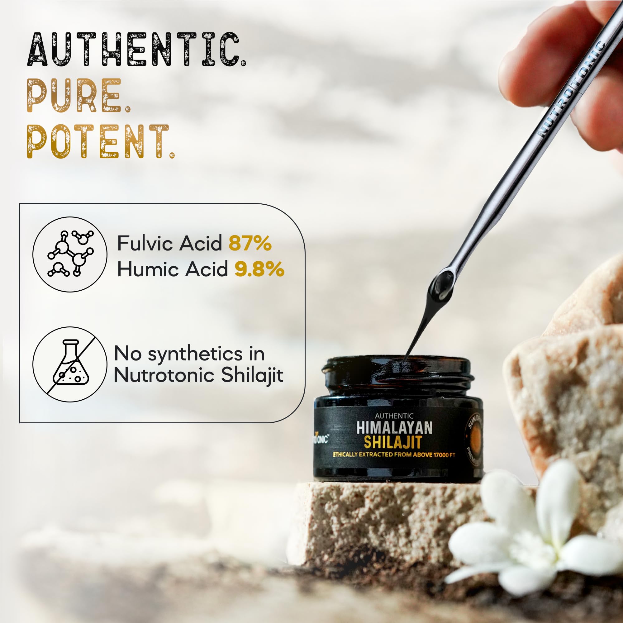 NutroTonic Authentic Himalayan Shilajit | Most Potent 60 Days Sun-Dried | 40X Nano Filtered | 86.7% Fulvic Acid, 8.7% Humic Acid | Ethically Wild Crafted +17000 FT | Premium Red Rare Shilajit — Amazon image 5