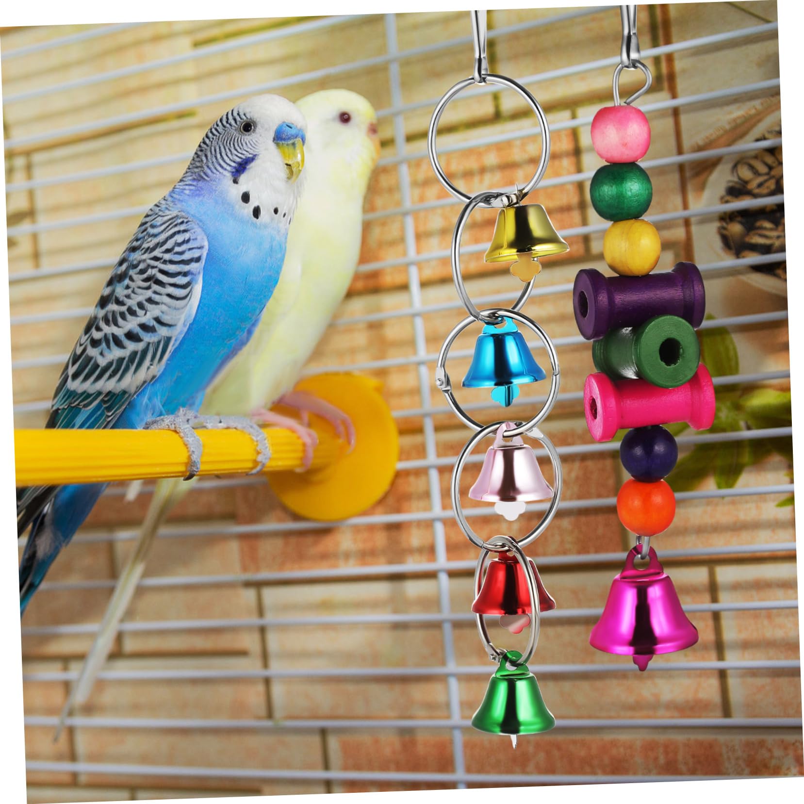 HANABASS 5juegos Columpio y Sonajero para Aves Accesorios para Jaula De Pájaros Juguete Interactivo y Decorativo Instalación Rápida y para Periquitos y Agapornis