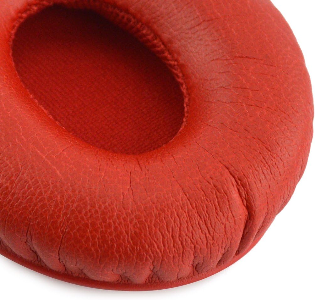 Geekria QuickFit Protein Leather Replacement Ear Pads for Beats SoloHD (810-00012-00) On-Ear Headphones Earpads, Headset Ear Cushion Repair Parts (Red)