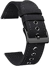 BINLUN Canvas Watch Band with Quick Release, Fabric Strap, Available in 18mm, 20mm, 22mm, and 24mm, Breathable Watch Band, Replacement Strap, Compatible with Smartwatches, Unisex, 7 Colors, Includes