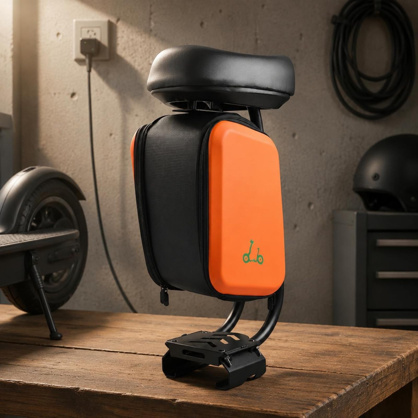 rockible Scooter Seat Attachment Sella per Monopattino Sedile Accessorio Supporto con Cuscino Imbottito in PU E Scomparto Borsa Telaio in Metallo Adatto a Tragitti Lunghi Pendolarismo Gite Urbane