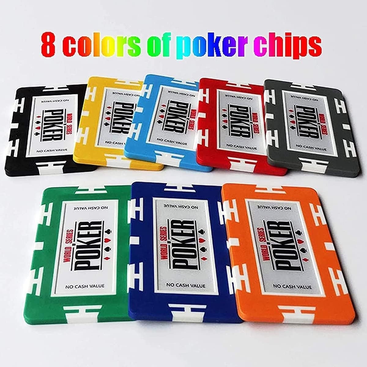 50 PCS Poker Chips, 30 Gram ABS Rectangular Texas Holdem Blackjack Counting Game Chips, for Playing Game Family Friends Party