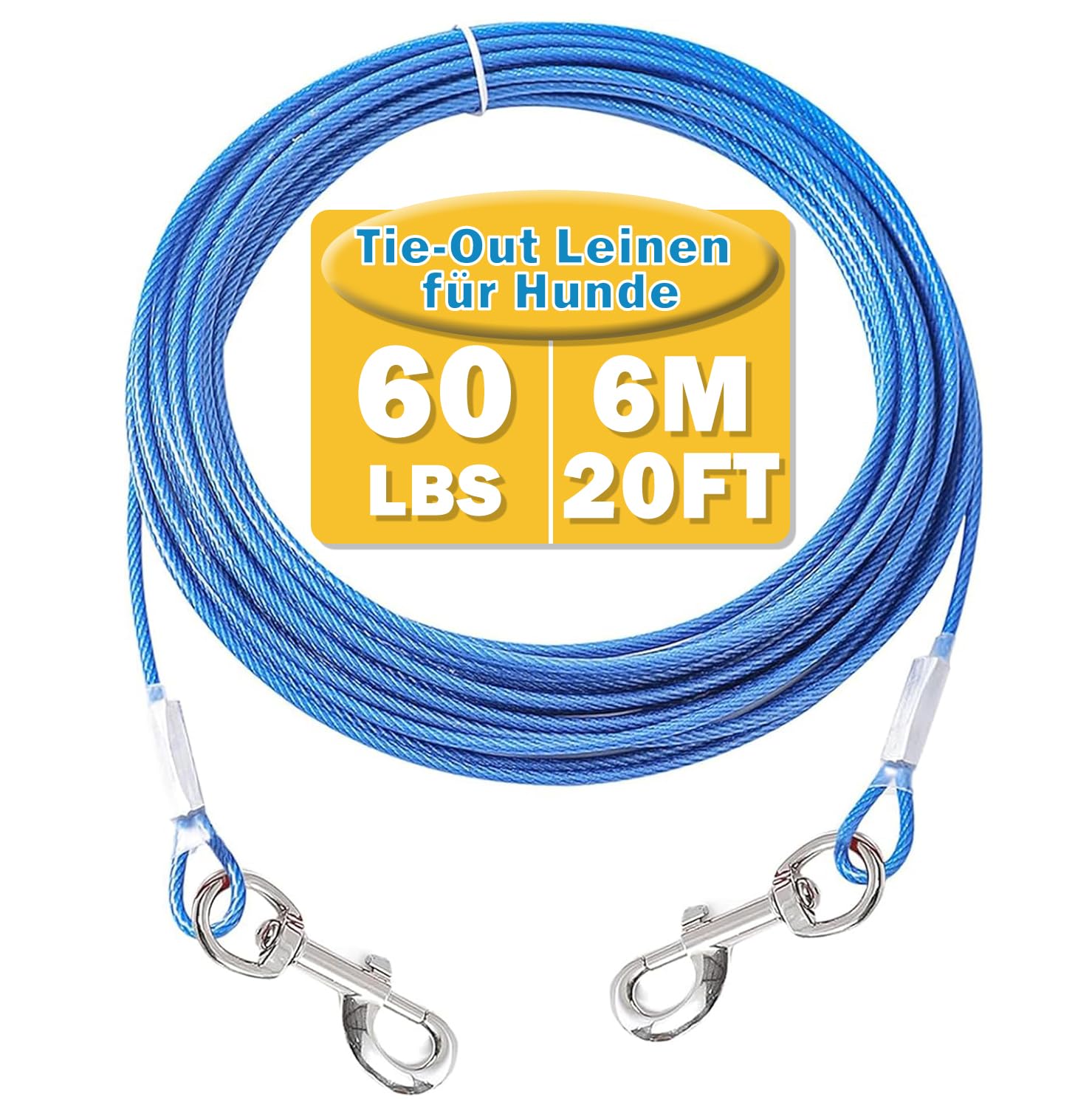 Mi Metty Tie-Out Leinen für Hunde,3/6/9/15m Kausichere Hundeleinen,Tie Out Cables Hofleine Für mittlere bis große Hunde